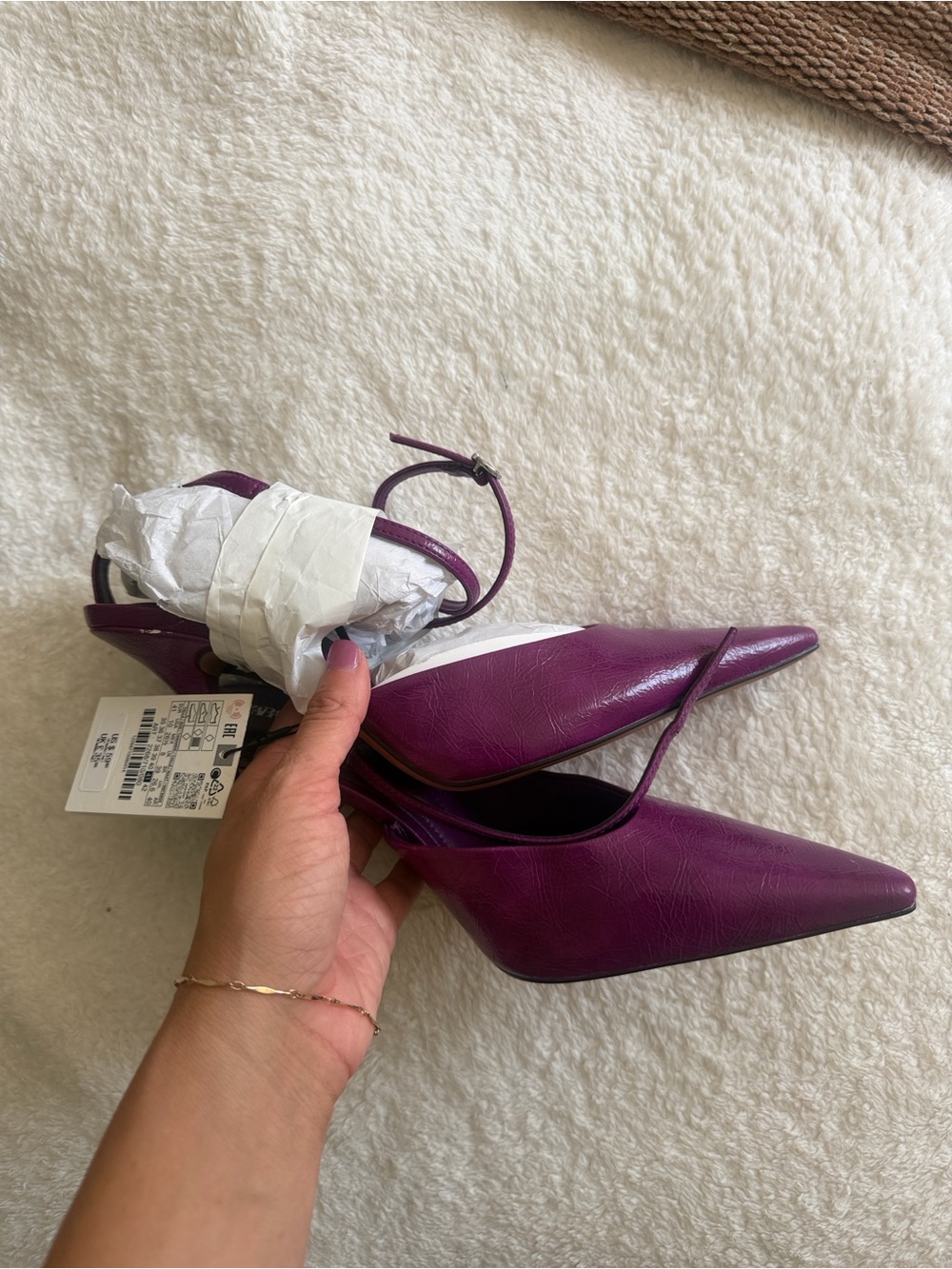 Zara Plum Pointed-Toe Slingback Flats - Picture 4 of 5